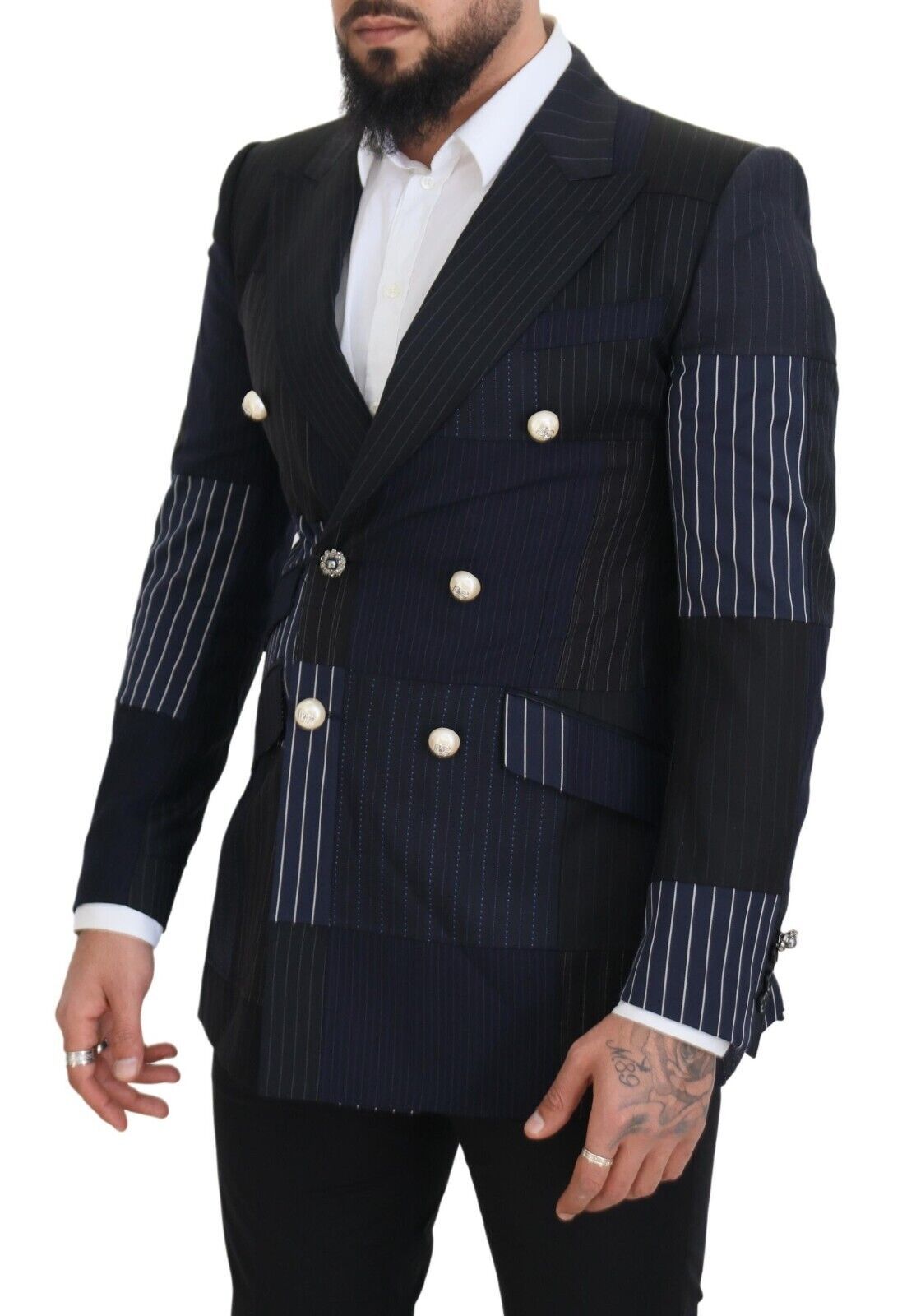 Dolce &amp; Gabbana Elegant double-breasted wool blazer in navy blue