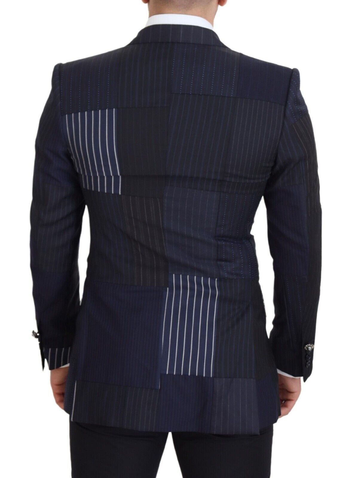 Dolce &amp; Gabbana Elegant double-breasted wool blazer in navy blue