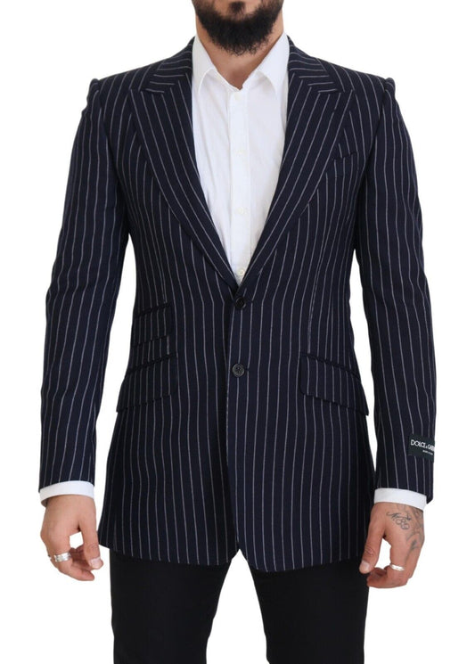 Dolce &amp; Gabbana Elegant navy blue slim fit wool blazer