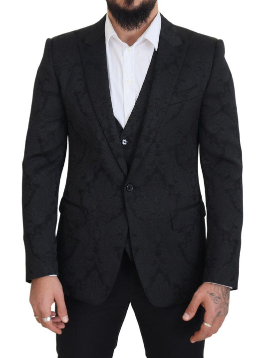 Dolce &amp; Gabbana Elegant ensemble of black martini suit, jacket and vest