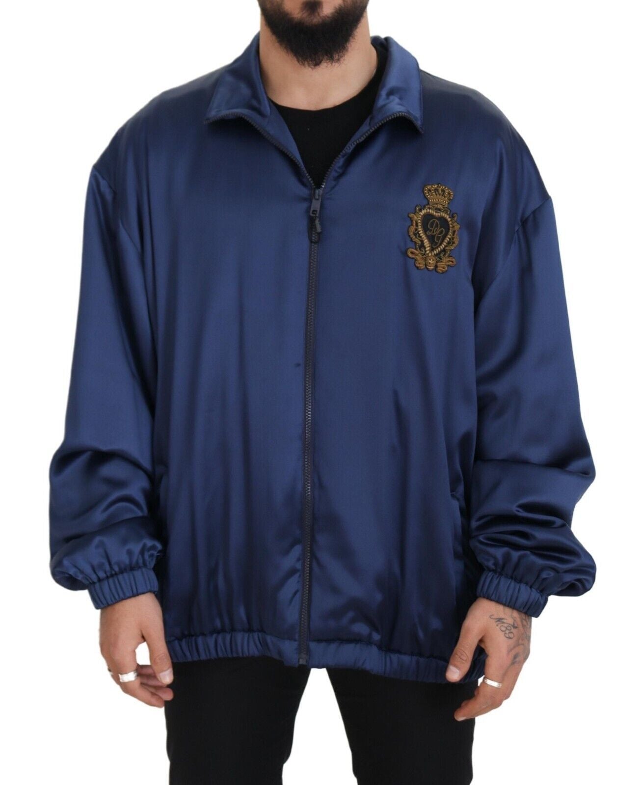 Dolce &amp; Gabbana Royal Blue Silk Bomber Jacket