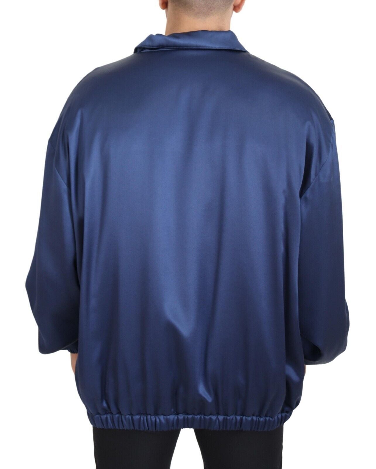 Dolce &amp; Gabbana Royal Blue Silk Bomber Jacket