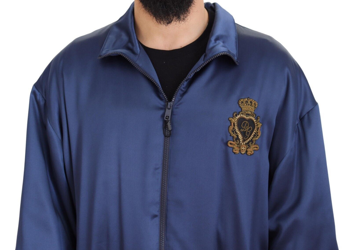 Dolce &amp; Gabbana Royal Blue Silk Bomber Jacket