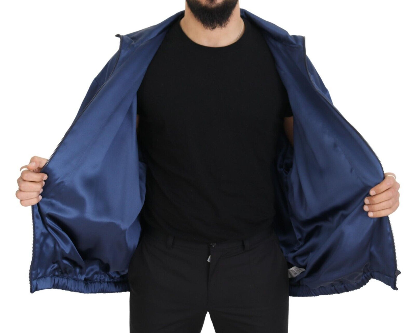 Dolce &amp; Gabbana Royal Blue Silk Bomber Jacket