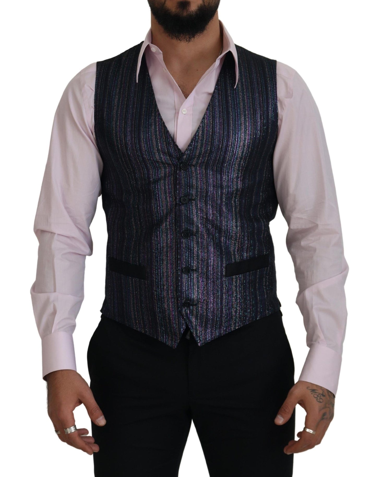 Dolce &amp; Gabbana Multicolor Formal Dress Vest Luxury Blend