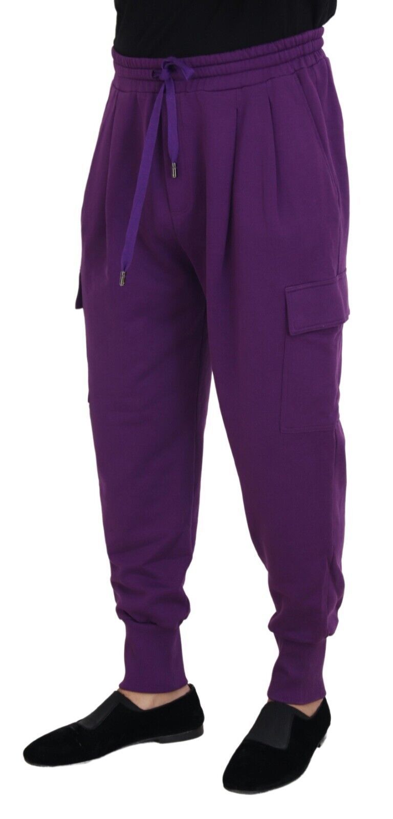 Dolce &amp; Gabbana Elegant purple cotton cargo sweatpants