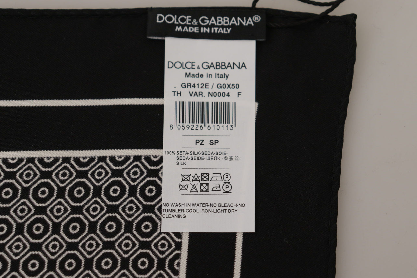 Dolce &amp; Gabbana Elegant Geometric Black Silk Scarf for Men