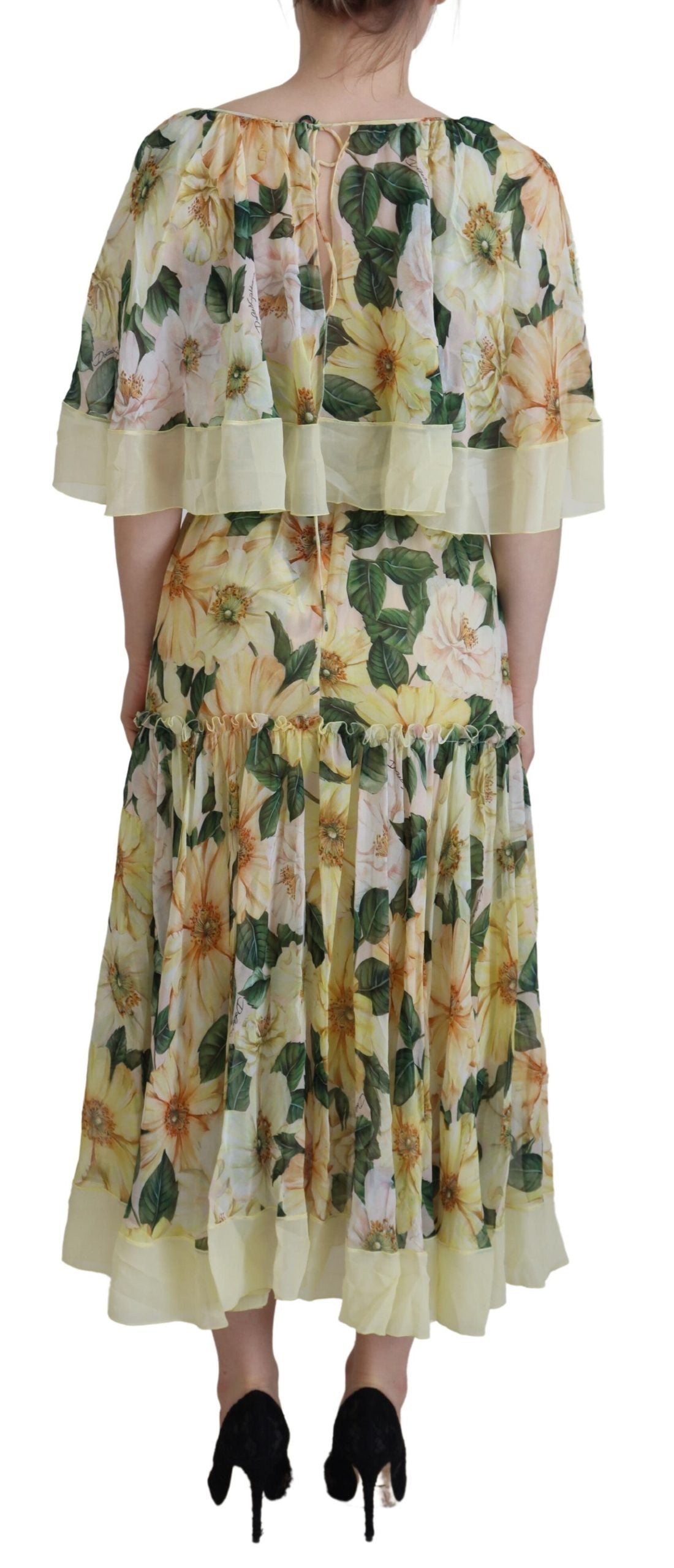 Dolce &amp; Gabbana Floral Silk Maxi Dress with Pleated Detail