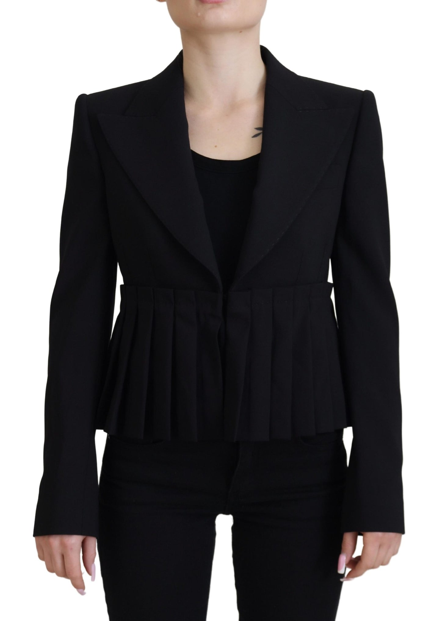 Dolce &amp; Gabbana Elegant black stretch wool blazer