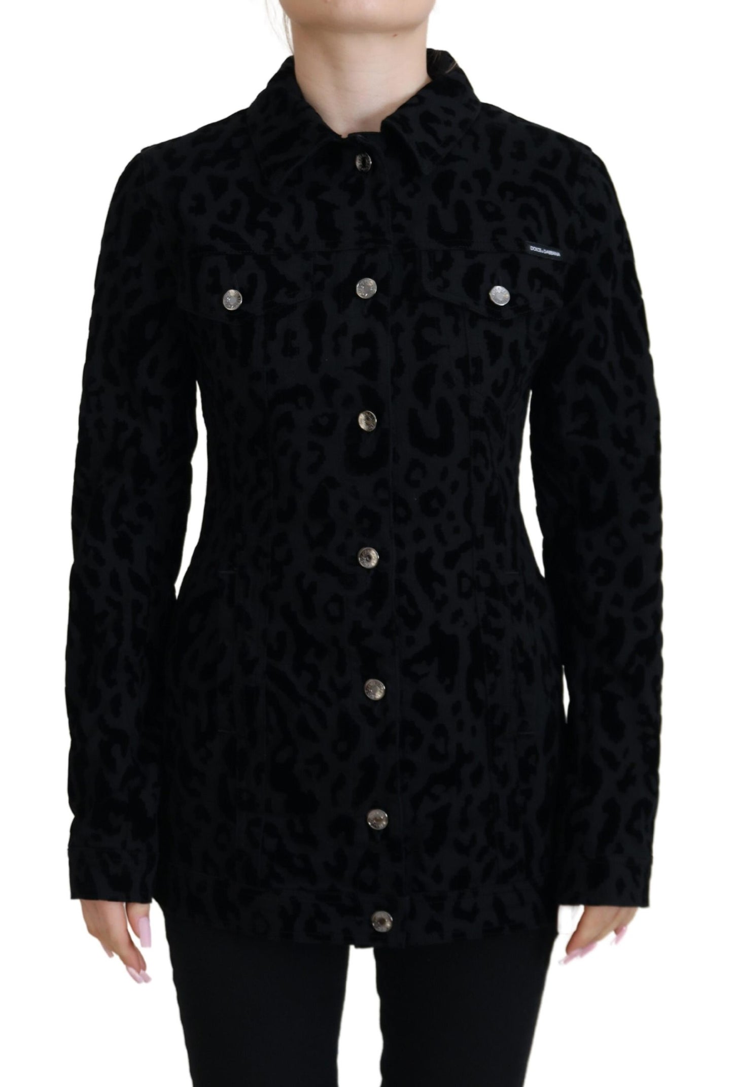 Dolce &amp; Gabbana Chic denim jacket with leopard print