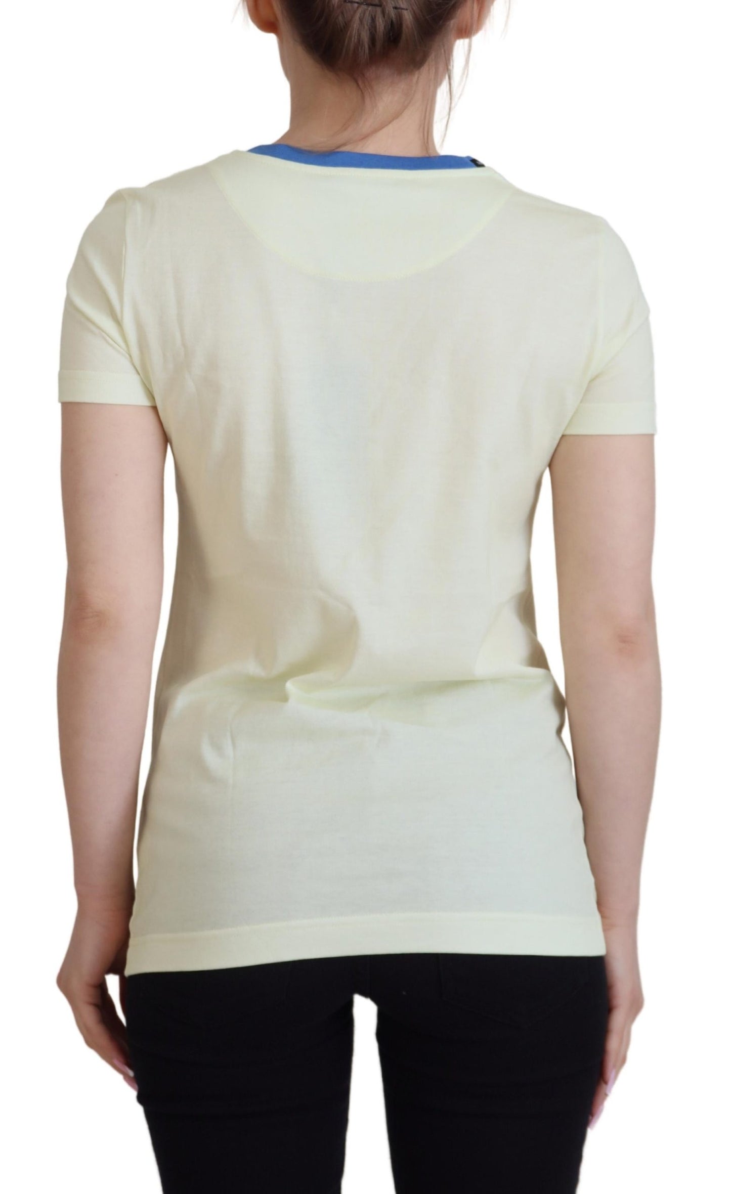 Dolce &amp; Gabbana Elegant yellow cotton T-shirt with chic print