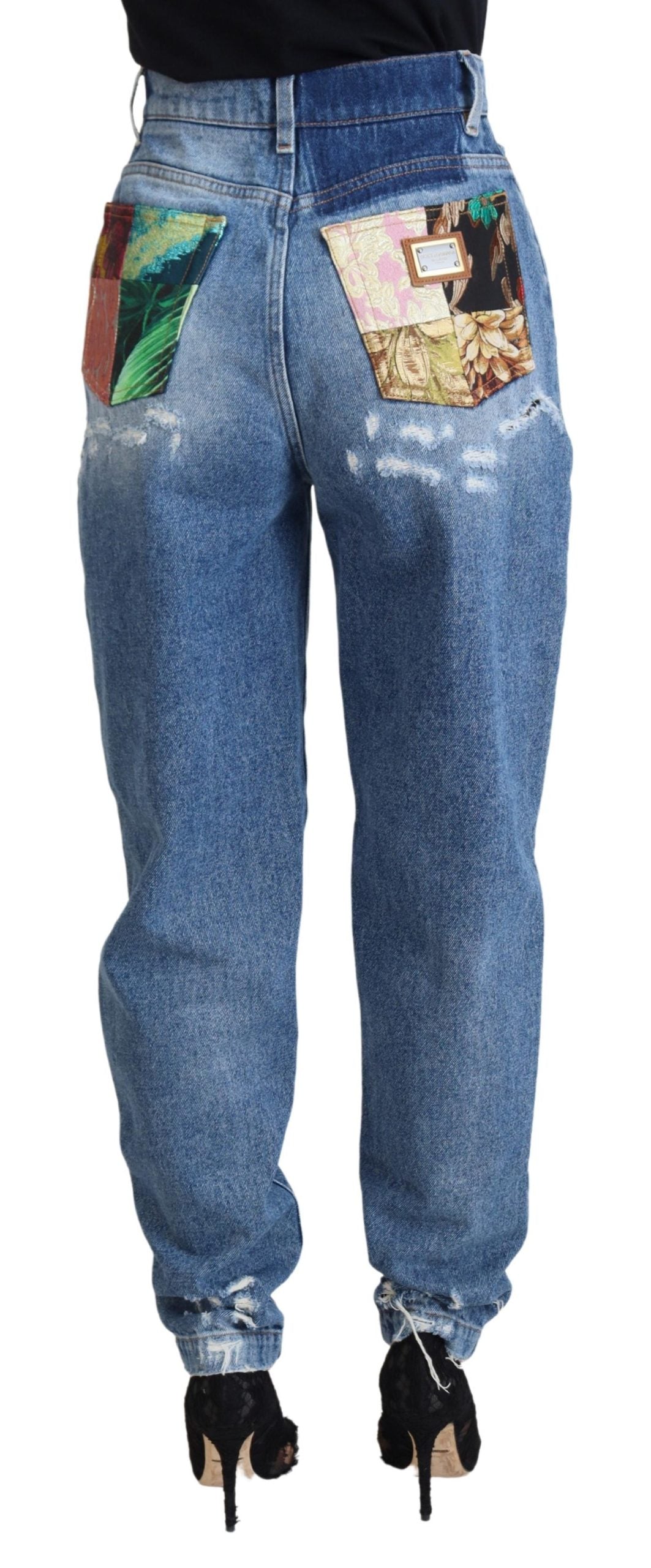 Dolce &amp; Gabbana Chic Tattered Denim Pants - Indigo Essence