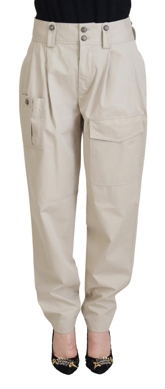 Dolce &amp; Gabbana Elegant Cotton Trousers in Beige