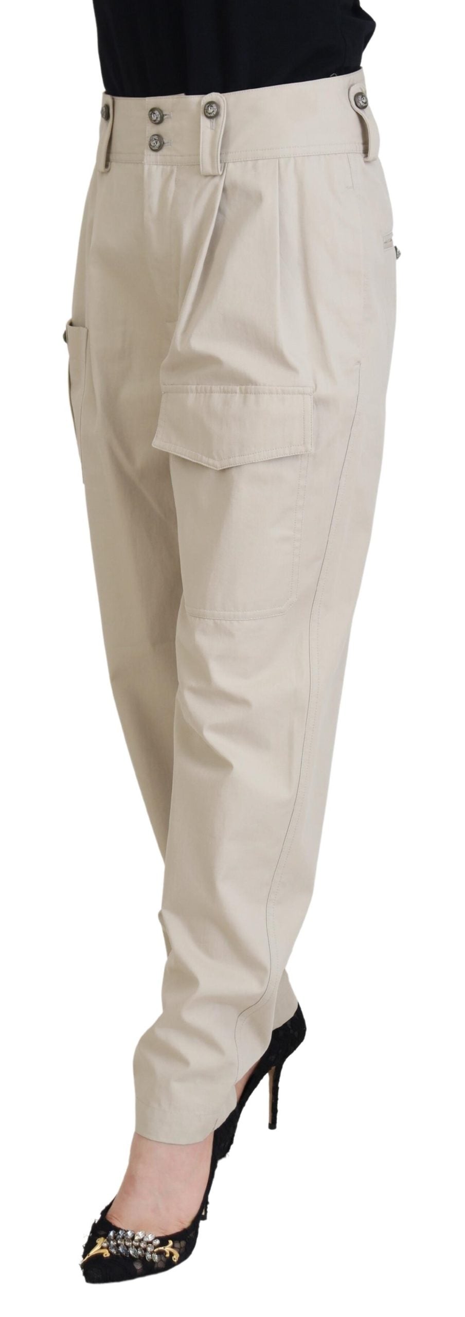 Dolce &amp; Gabbana Elegant Cotton Trousers in Beige