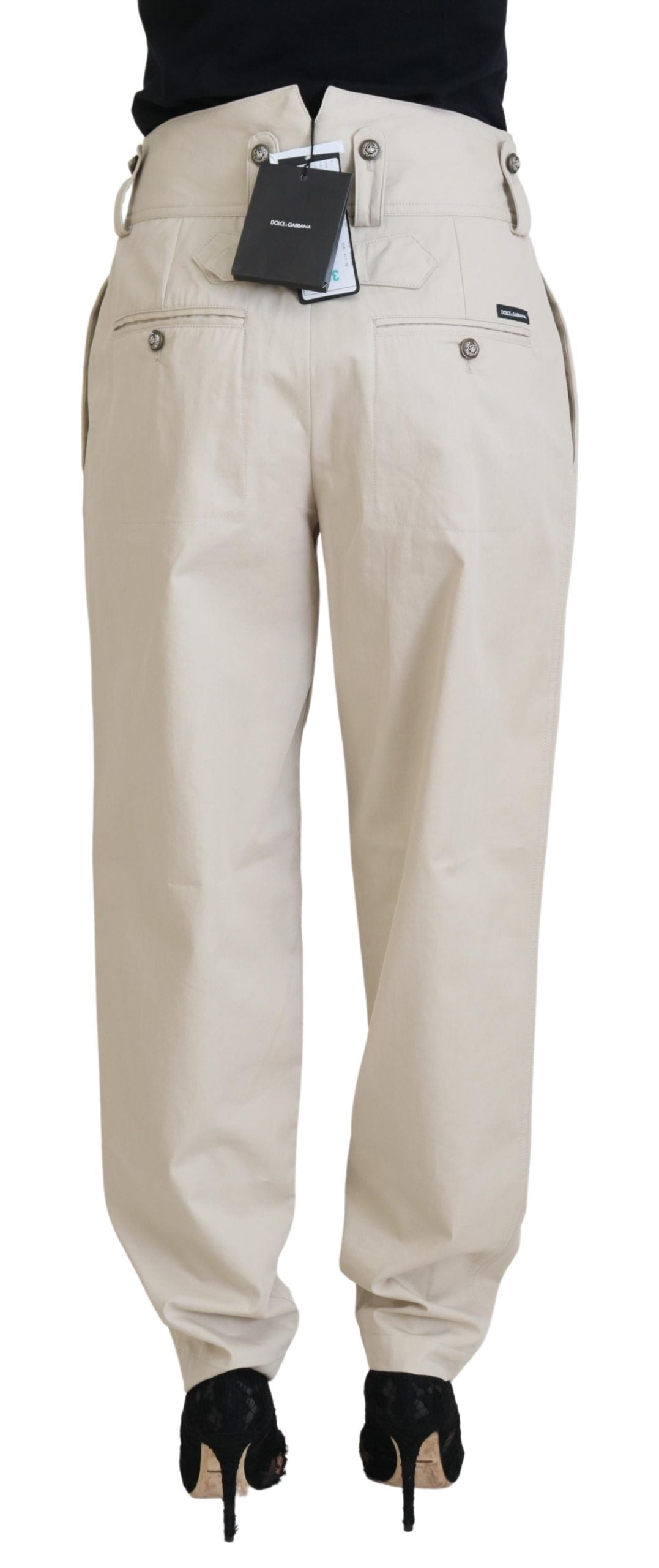 Dolce &amp; Gabbana Elegant Cotton Trousers in Beige