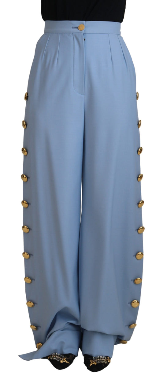 Dolce &amp; Gabbana Elegant light blue trousers made of a wool-silk blend