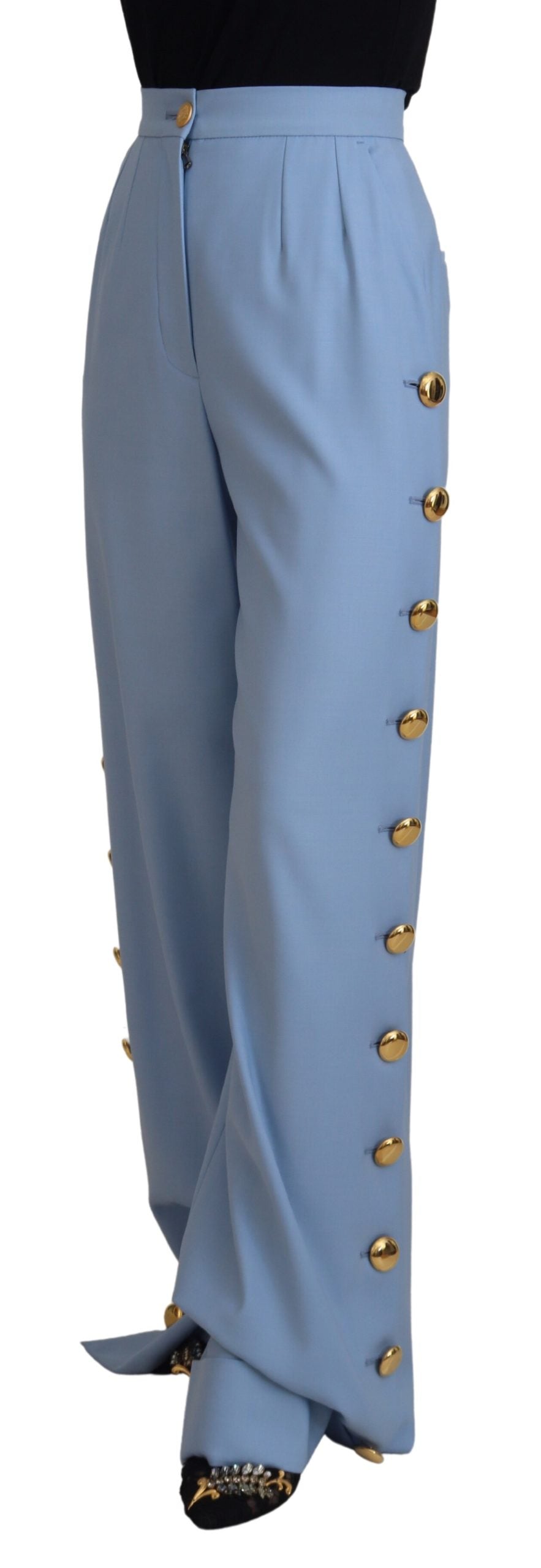 Dolce &amp; Gabbana Elegant light blue trousers made of a wool-silk blend