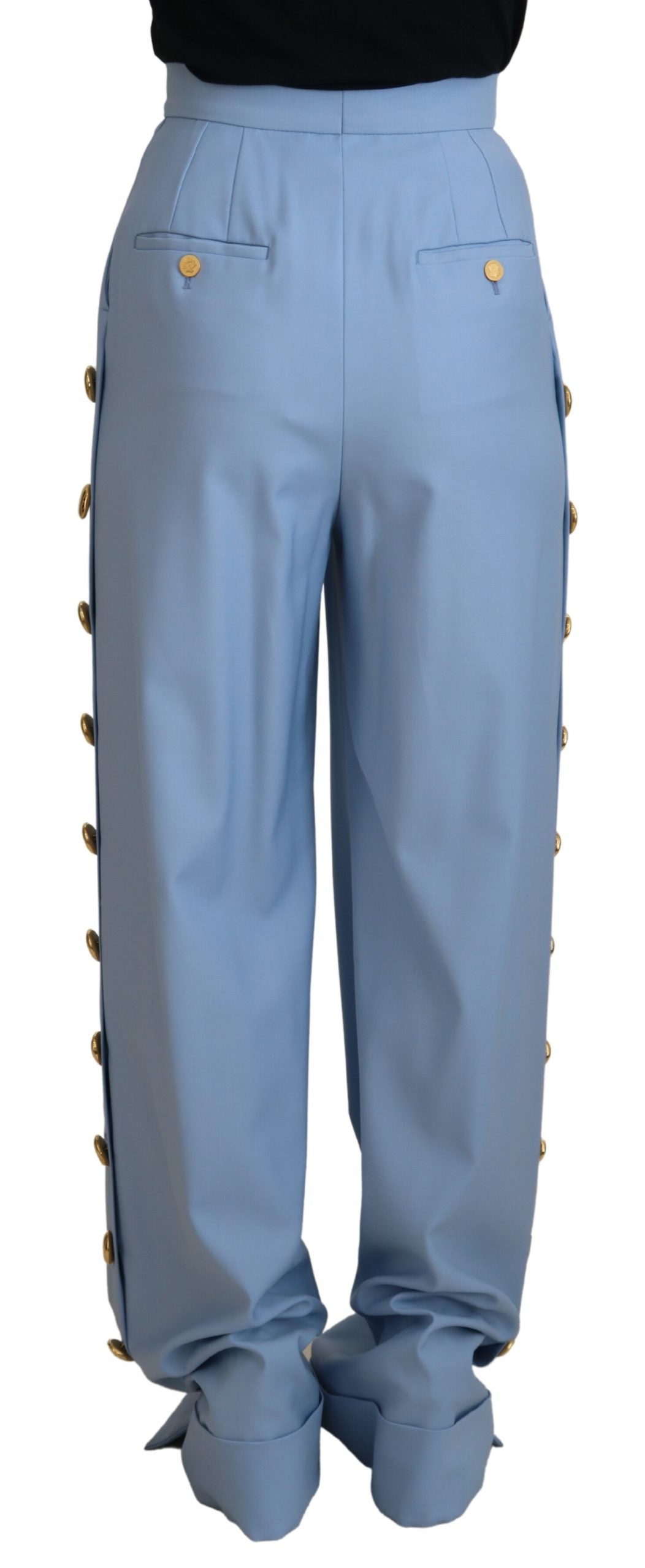 Dolce &amp; Gabbana Elegant light blue trousers made of a wool-silk blend