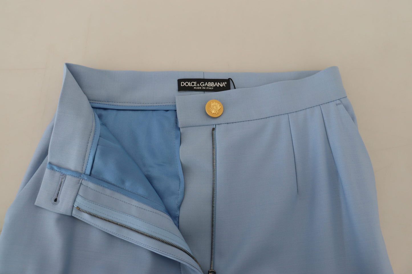 Dolce &amp; Gabbana Elegant light blue trousers made of a wool-silk blend