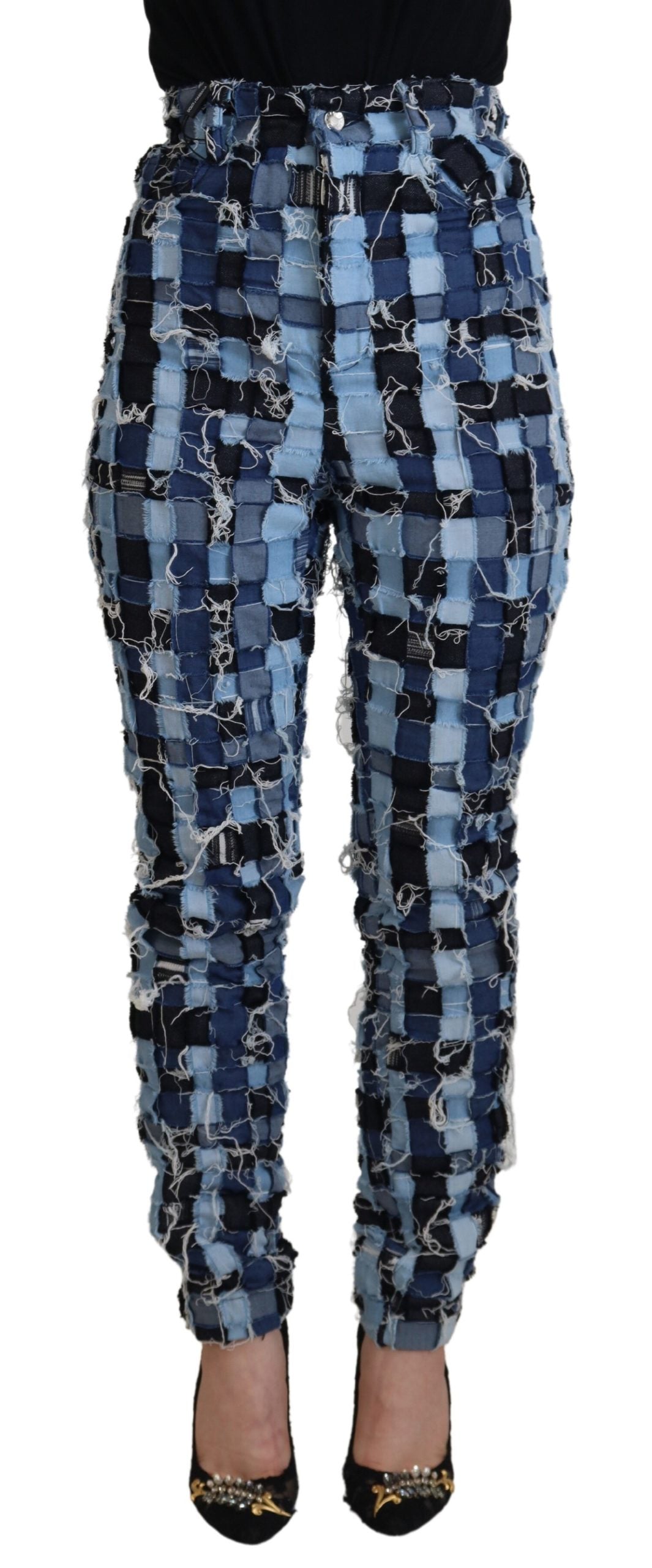 Dolce & Gabbana Multicolor Patchwork Skinny Jeans mit hoher Taille