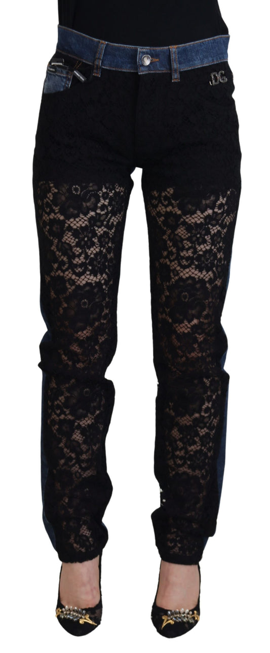 Dolce &amp; Gabbana Elegant floral lace denim