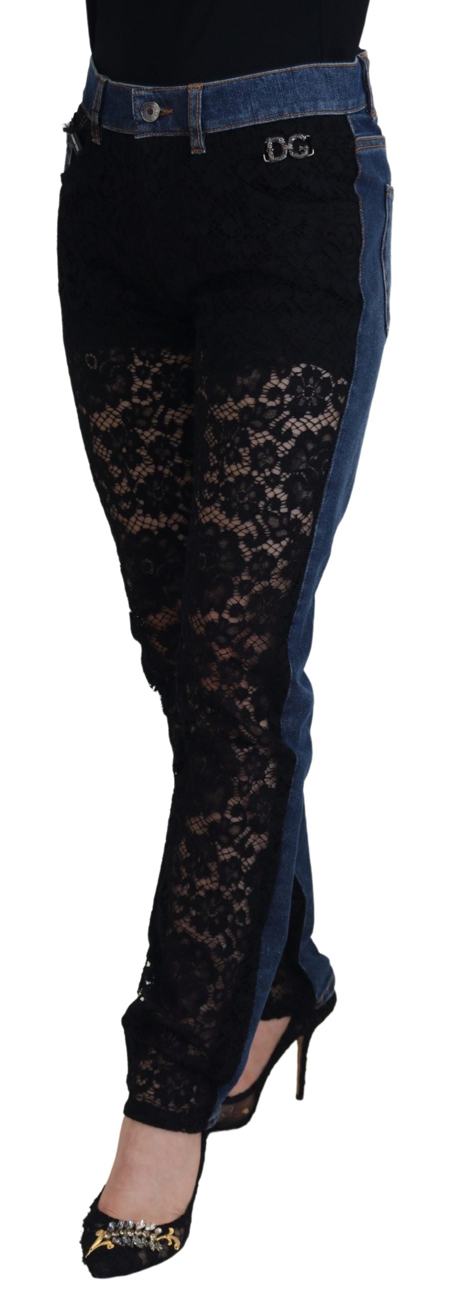 Dolce &amp; Gabbana Elegant floral lace denim