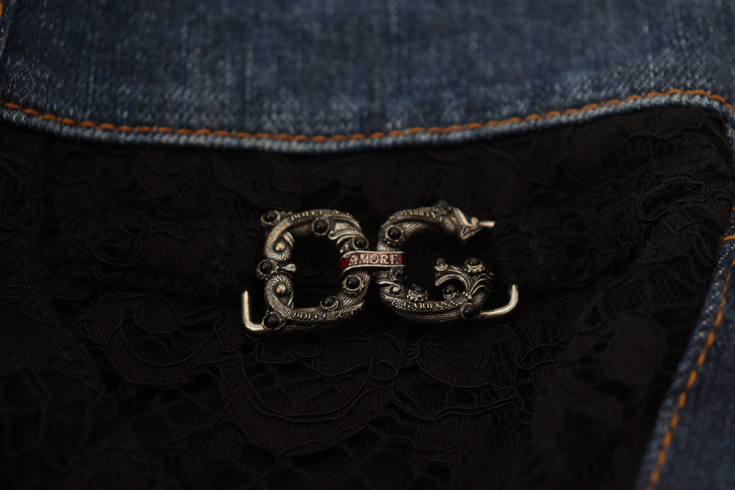 Dolce &amp; Gabbana Elegant floral lace denim