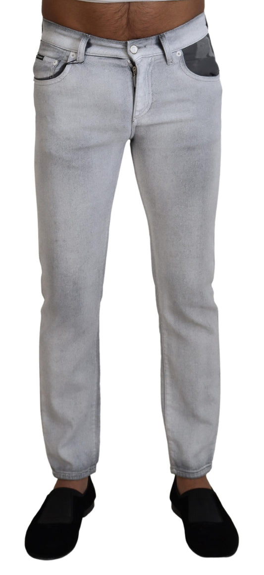 Dolce &amp; Gabbana Elegant grey trousers in washed cotton blend