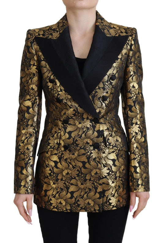 Dolce &amp; Gabbana Elegant black and gold jacket with floral pattern