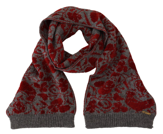 GF Ferre Chic red and grey cotton wrap scarf