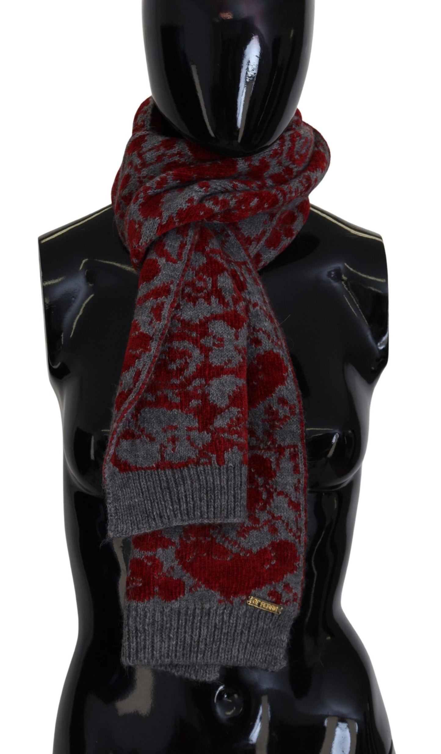 GF Ferre Chic red and grey cotton wrap scarf