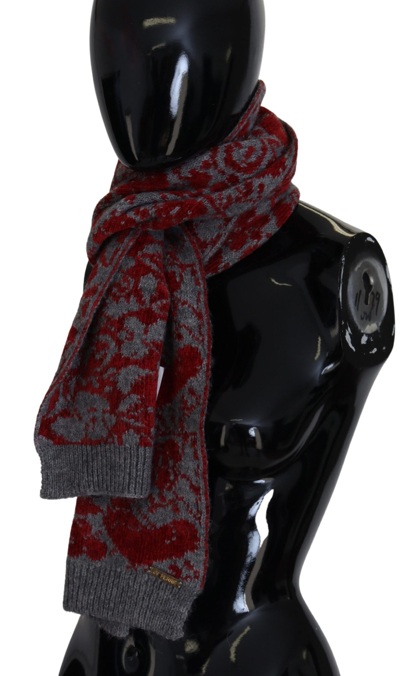 GF Ferre Chic red and grey cotton wrap scarf