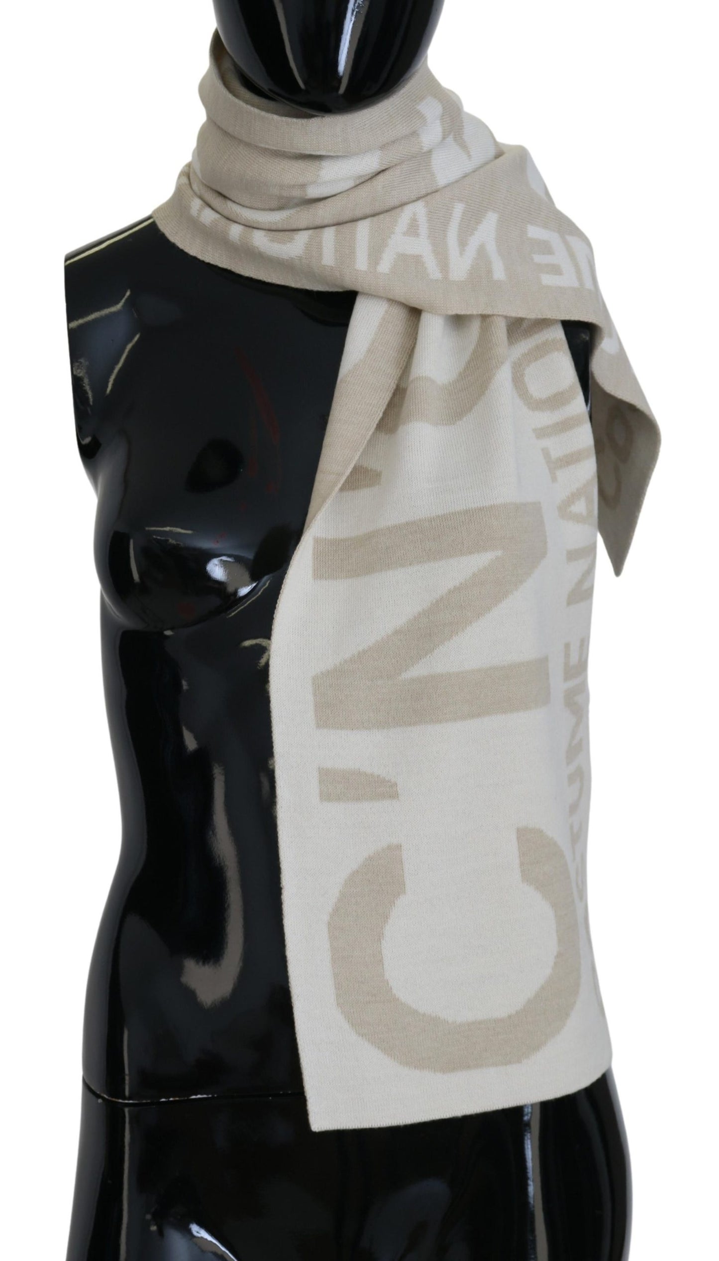 Costume National Elegant Beige Wool Blend Scarf