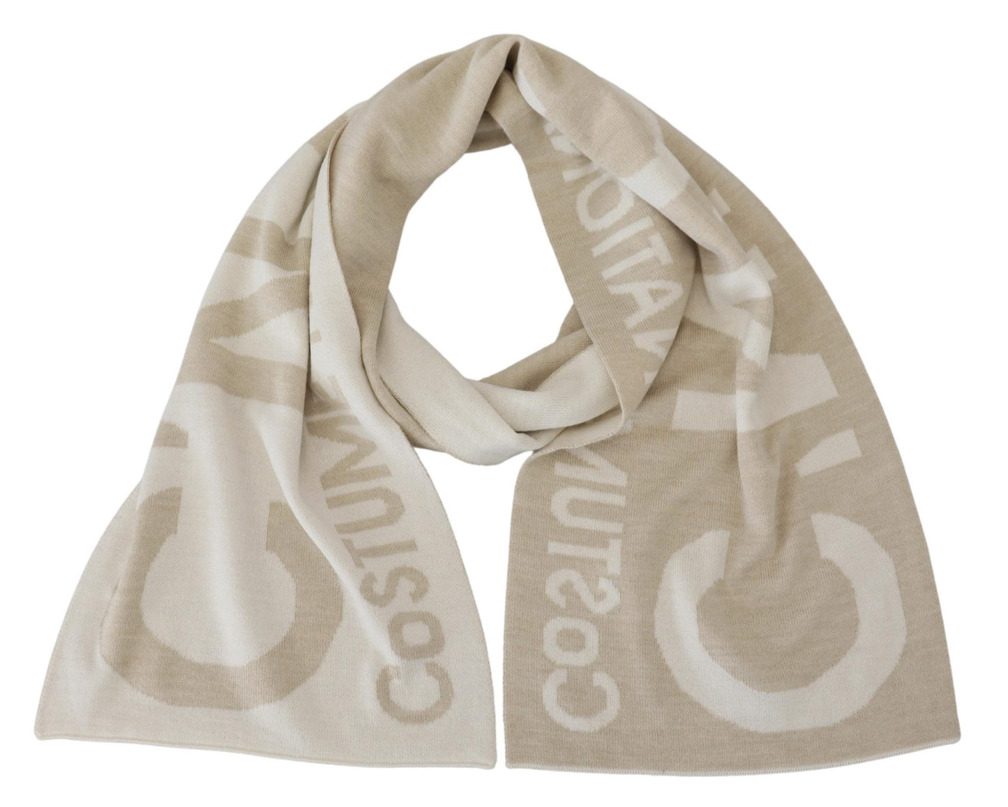 Costume National Elegant Beige Wool Blend Scarf