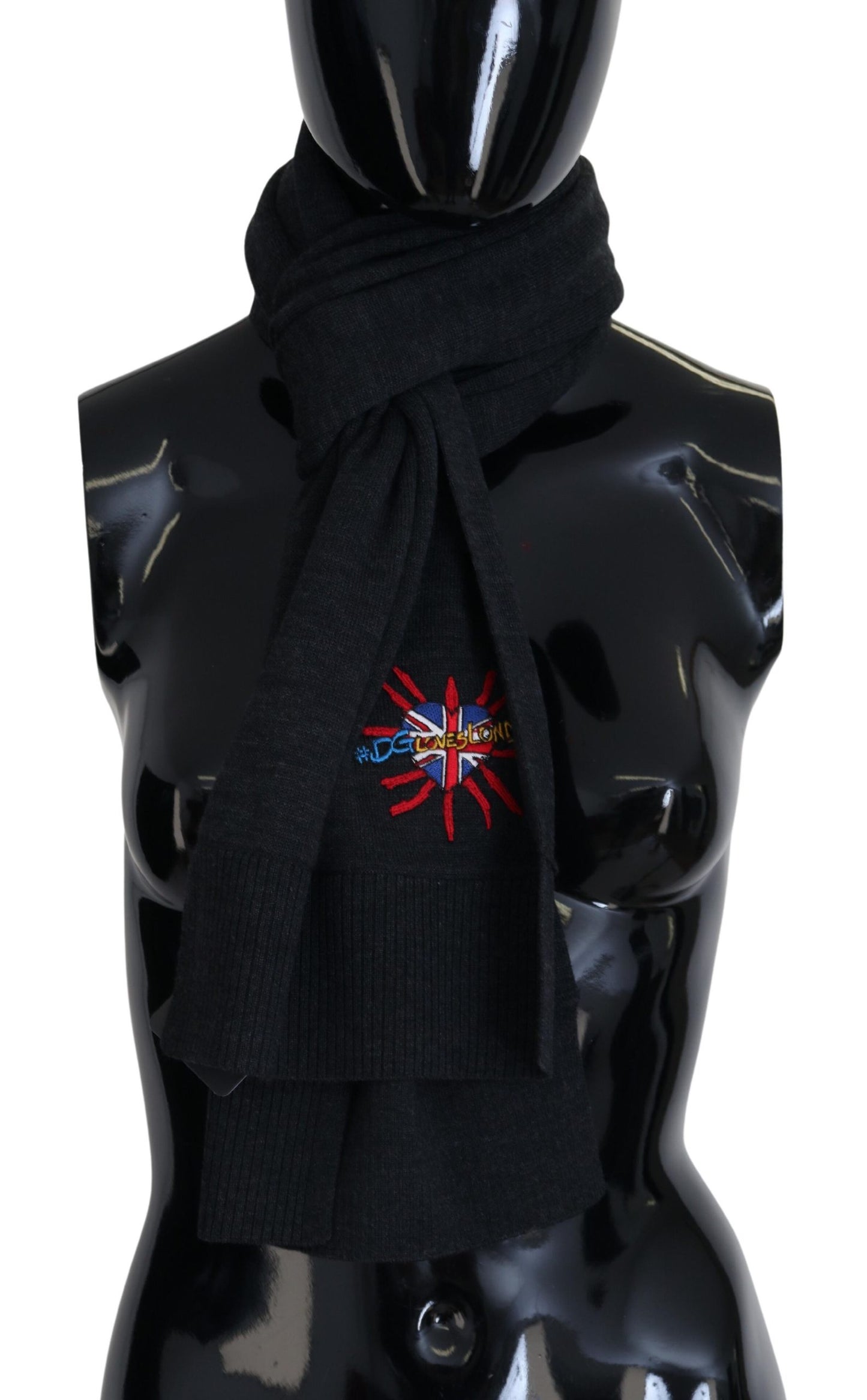 Dolce &amp; Gabbana Elegant Black Wool Scarf Wrap