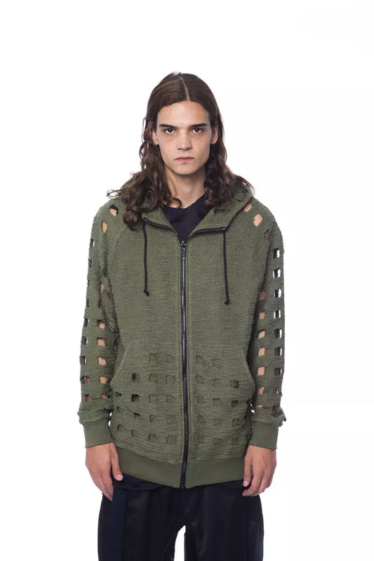 Nicolo Tonetto Army Baumwoll-Pullover für Männer mit Zip-Verschluss