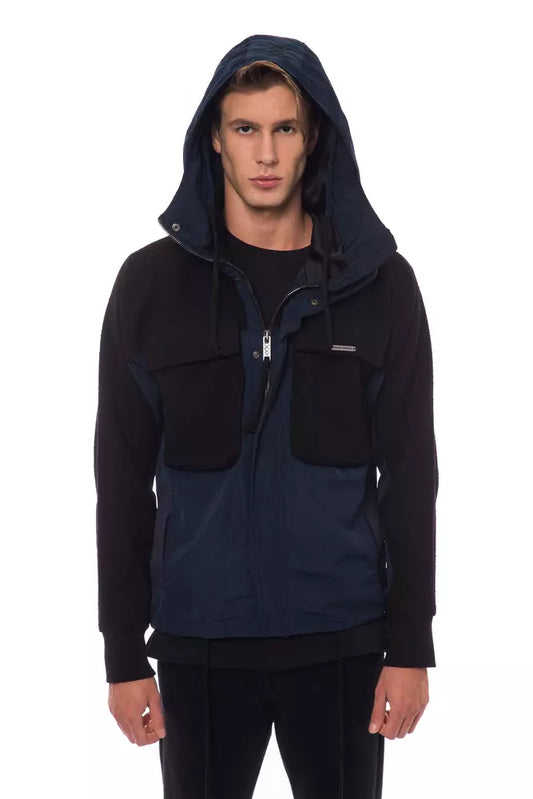 Nicolo Tonetto Schwarze Herrenwolljacke mit Kapuze