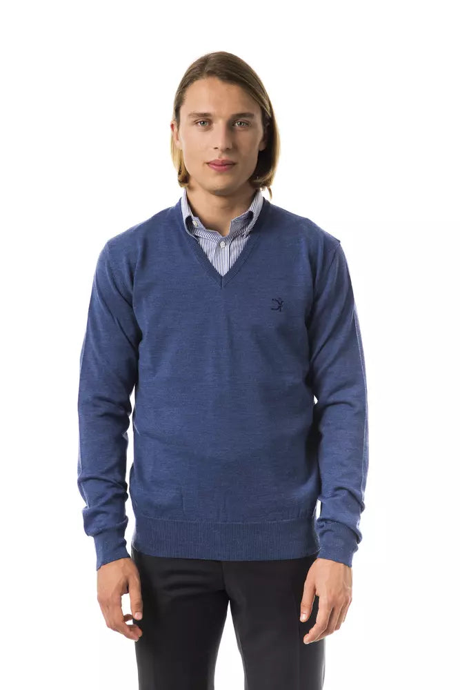 Uominitaliani Blauer Pullover aus Merinowolle für Männer