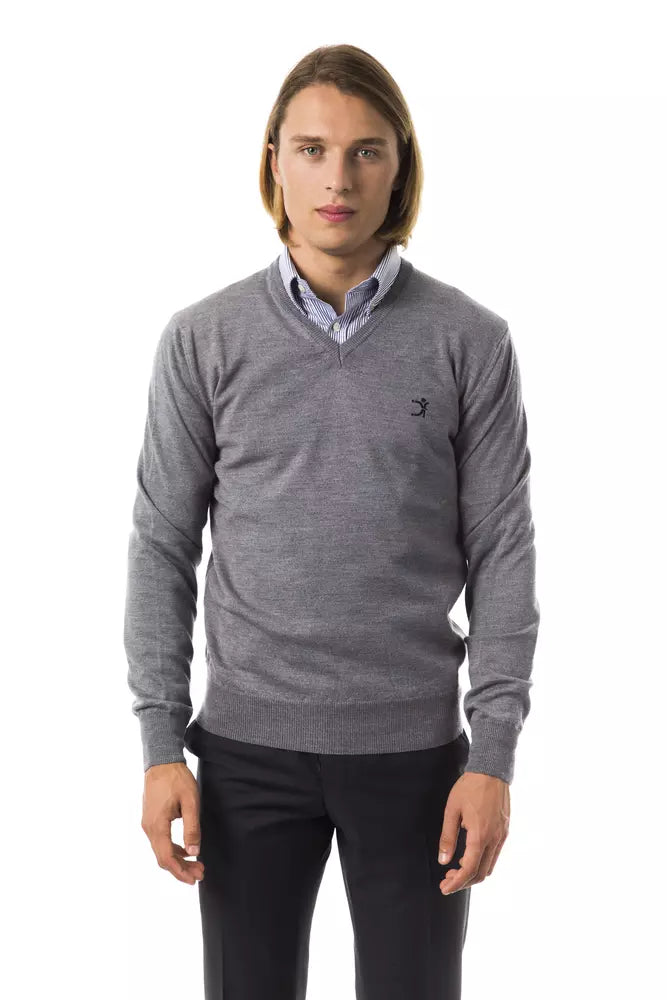 Uominitaliani Grauer Pullover aus Merinowolle für Männer