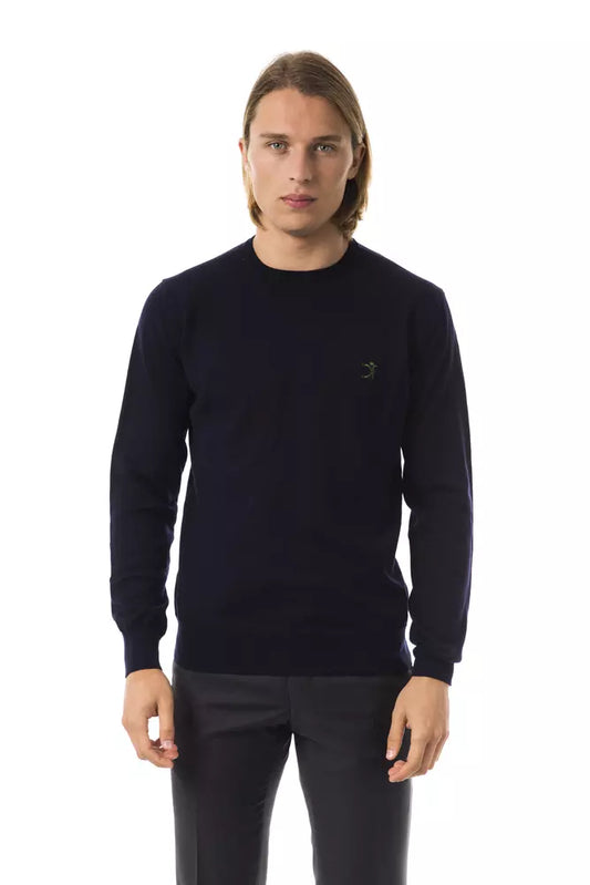 Uominitaliani Blauer Pullover aus Merinowolle für Männer