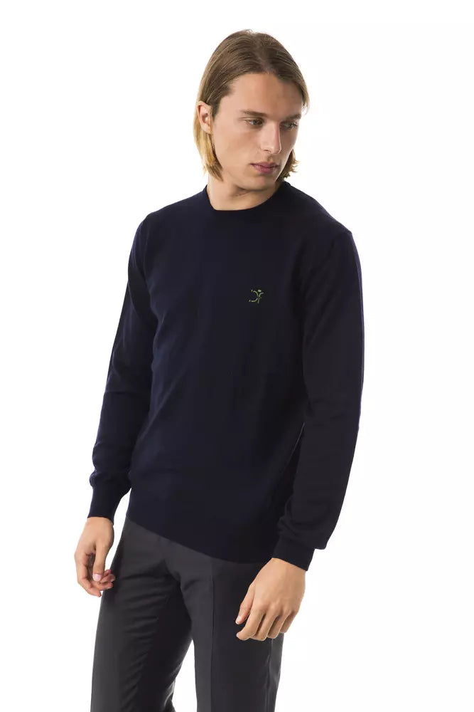 Uominitaliani Blauer Pullover aus Merinowolle für Männer