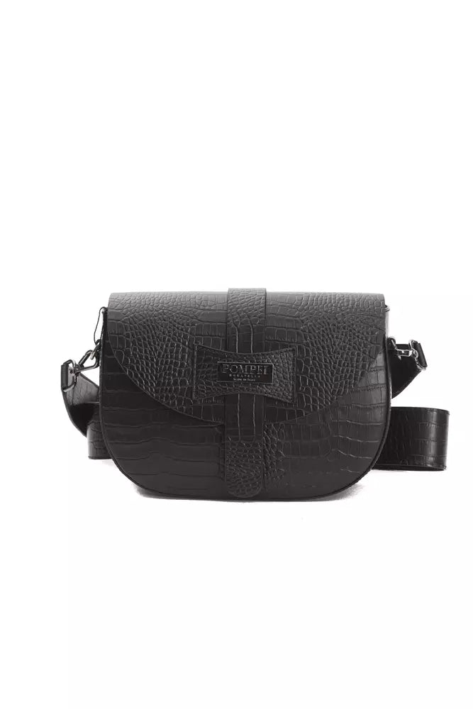 Pompei Donatella Schwarze Leder Damen Crossbody Tasche