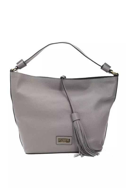 Pompei Donatella Grey Leather Women's Shoulder Bag