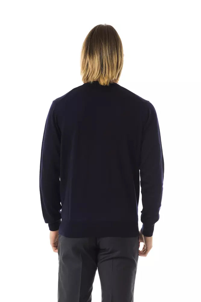 Uominitaliani Blauer Pullover aus Merinowolle für Männer