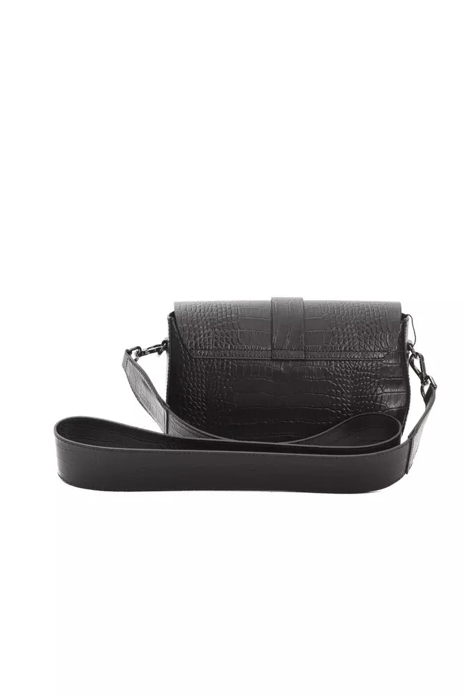 Pompei Donatella Schwarze Leder Damen Crossbody Tasche