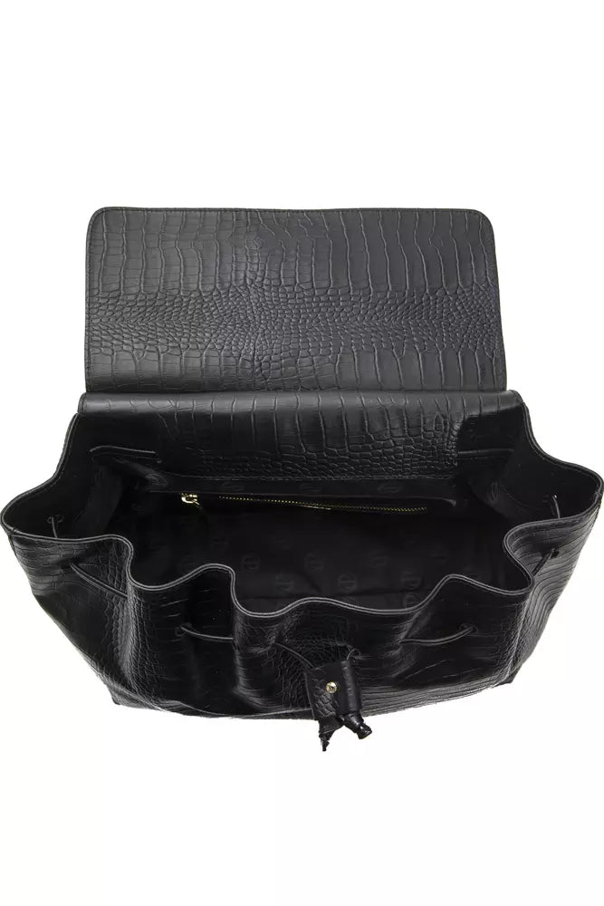 Pompei Donatella Schwarzes Leder Frauen Handtasche