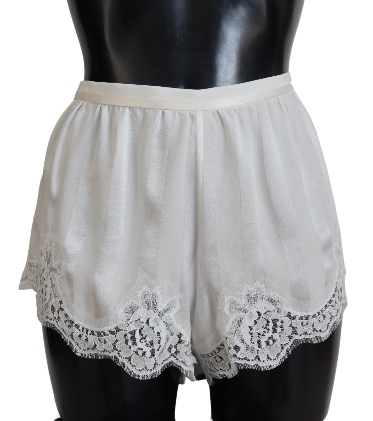 Dolce &amp; Gabbana Elegant White Lace Lingerie Shorts