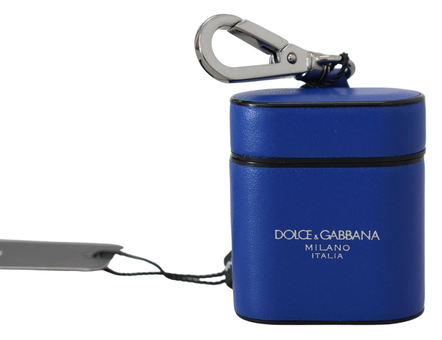 Dolce & Gabbana Elegantes Airpods-Etui aus blauem Leder