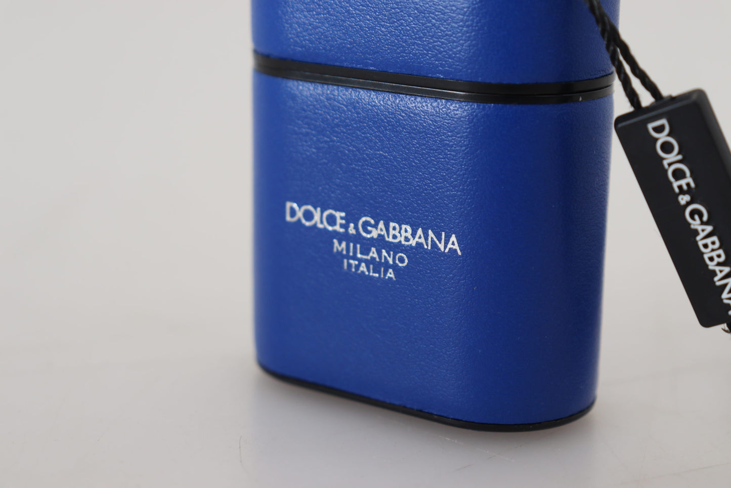 Dolce & Gabbana Elegantes Airpods-Etui aus blauem Leder