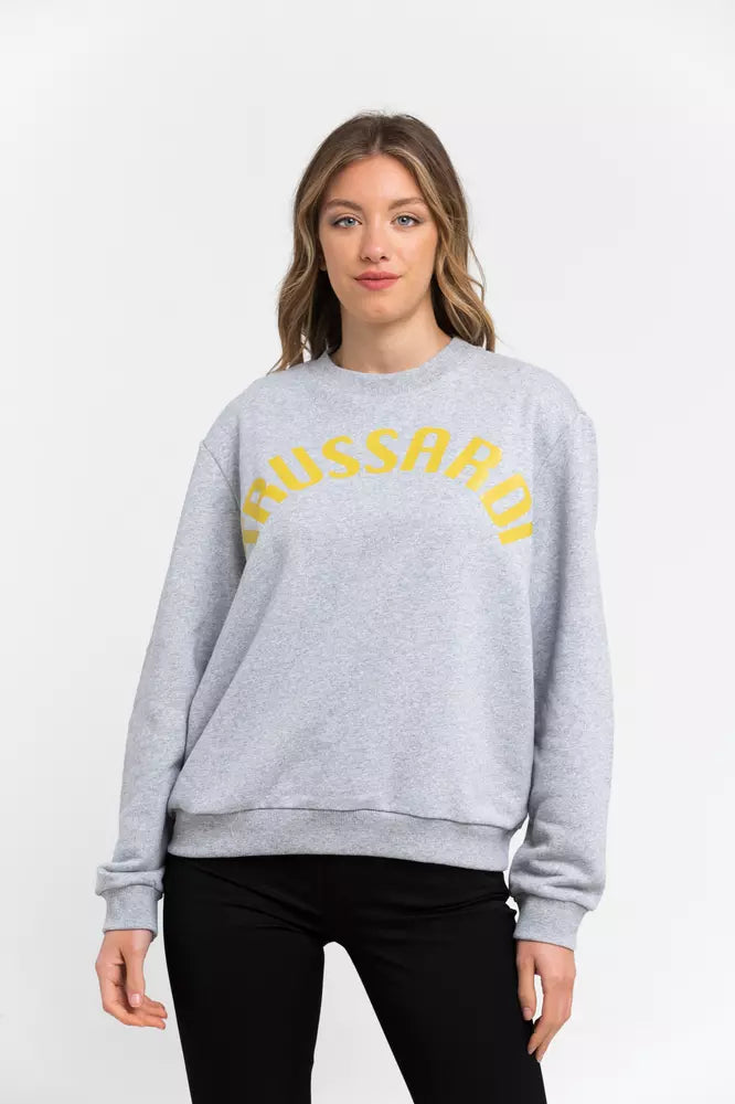 Trussardi Grauer Baumwollpullover für Frauen